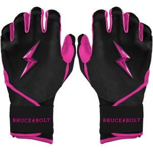 PREMIUM PRO Creator Series Long Cuff Batting Gloves - BLACK w/ HOT PINK